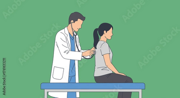 Fototapeta Doctor Examining Patient with Stethoscope in Medical Setting.