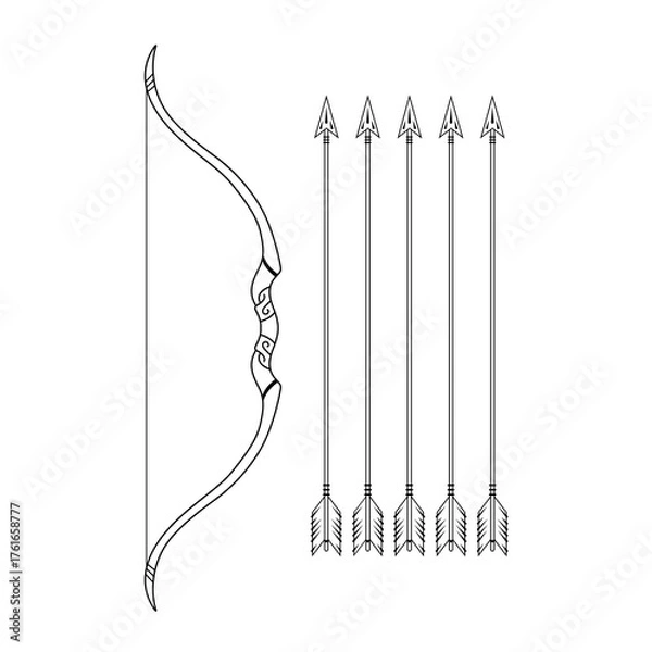 Obraz Realistic bow and arrow outline!