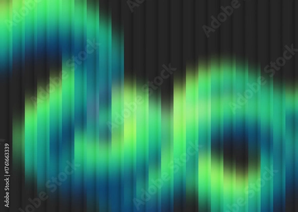 Obraz Modern Abstract Background | Aurora Style Vertical Stripes with Green and Blue Gradient | Dynamic Motion Blur Effect for Tech and Branding