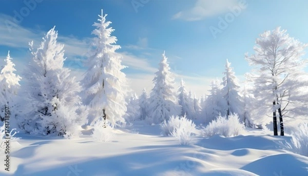 Fototapeta snow covered trees