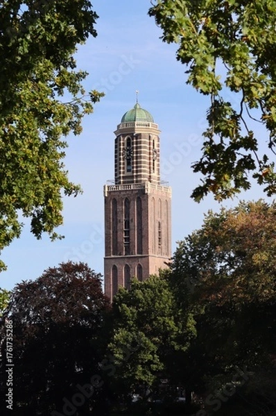 Obraz Tower De Peperbus in the city of Zwolle, the Netherlands. The tower is also called Basiliek van Onze Lieve Vrouw Tenhemelopneming