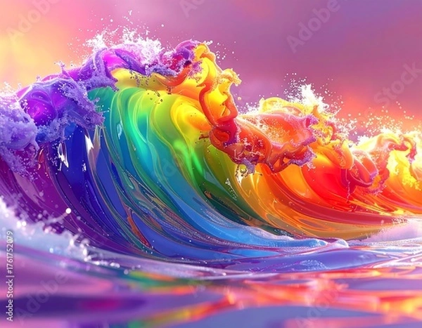 Fototapeta Vibrant Rainbow Wave A Colorful Celebration of Candy Day and Ocean Joy