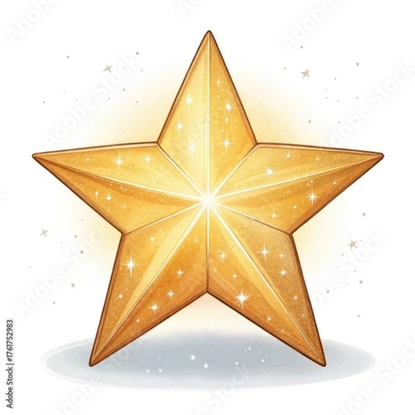 Obraz golden star on white background