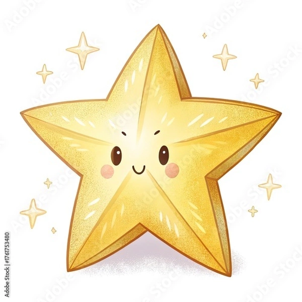 Obraz golden star on white background