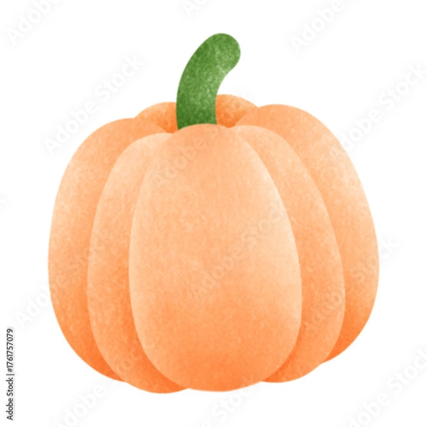 Obraz A hand-painted watercolor illustration of a classic whole orange pumpkin, capturing the essence of autumn and the Halloween season.