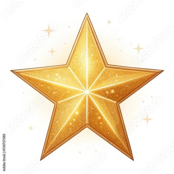Obraz golden star on white background