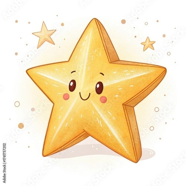 Obraz golden star on white background