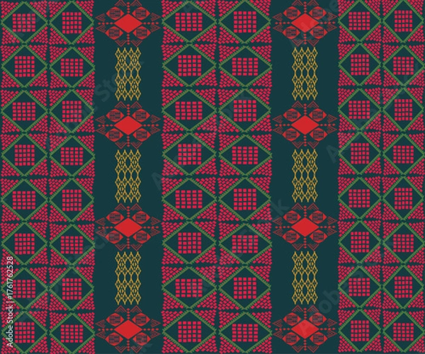 Fototapeta seamless pixel pattern in red and green 