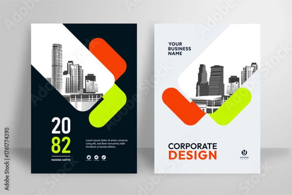 Obraz Business Report Cover Template – Orange Geometric Layout (A4)