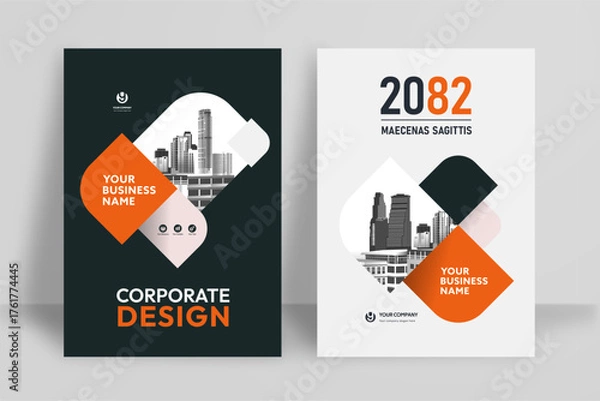 Obraz Business Report Cover Template – Orange Geometric Layout (A4)