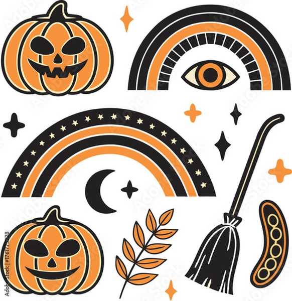 Fototapeta boho halloween vector clip art set