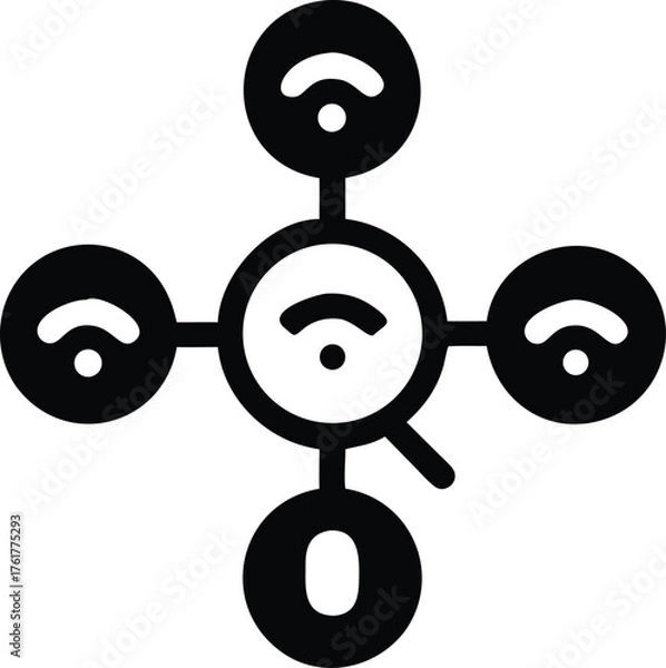Fototapeta wireless network hub and signal distribution icon