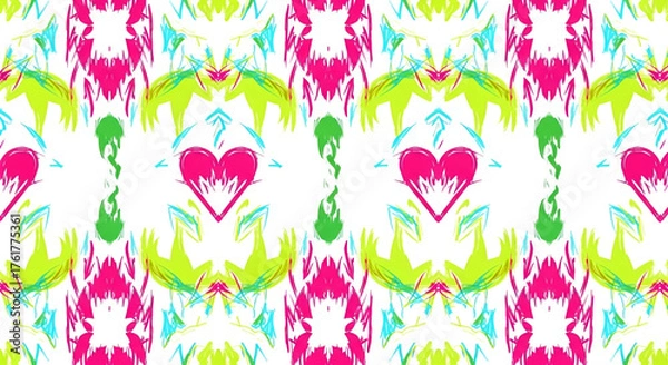 Fototapeta Seamless heart pattern design vector illustration for background fabric textile wallpaper 100 characters