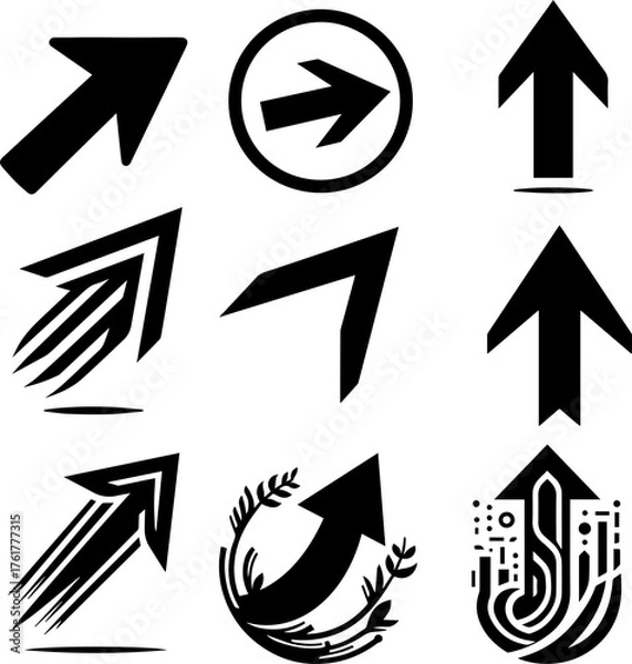 Fototapeta Arrow icon silhouette collection vector design isolated on white background,