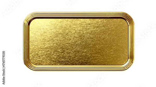 Obraz Golden Metallic Rounded Rectangle Signboard with Fine Brushed Texture on Transparent Background