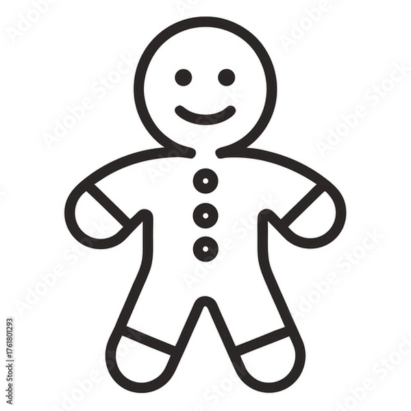 Obraz Gingerbread Man Outline Icon cookie biscuit