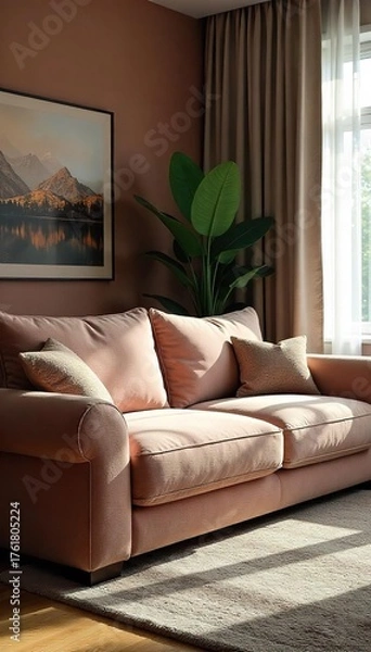 Fototapeta Luxurious Oversized Plush Couch Ultimate Relaxation and Comfort in a Modern Home