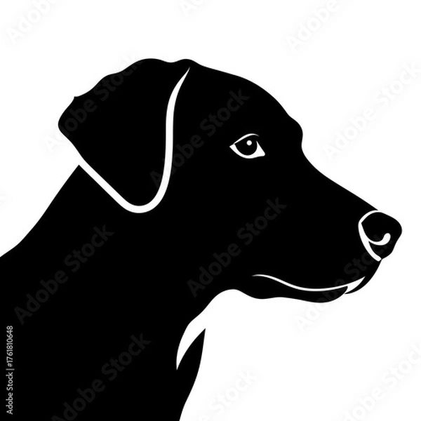 Fototapeta A striking black silhouette of a dog's head in profile, with clean white outlines against a plain background.