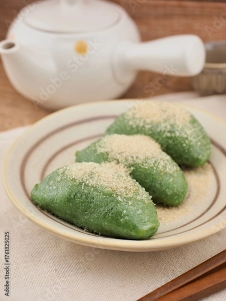 Obraz 한국의 음식 송편과 녹차