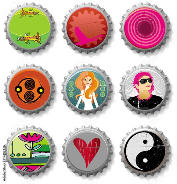 Obraz bottle caps 2 - vector set