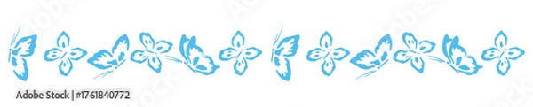 Obraz Blue butterfly border – delicate horizontal insect pattern illustration