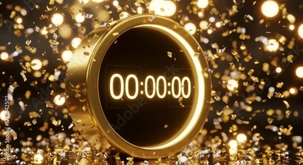 Obraz happy new year! golden midnight countdown at zero