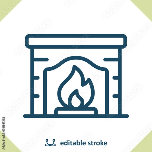 Fototapeta Fireplace Icon. Fire Place, Flame, Hearth