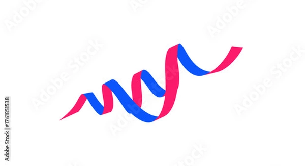 Fototapeta Dynamic Swirling Blue and Pink Decorative Ribbon Streamer.