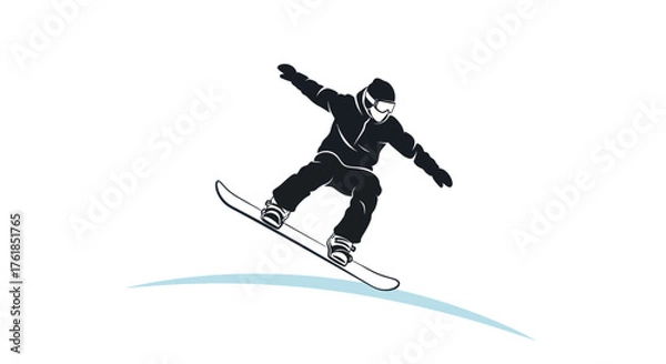 Fototapeta Dynamic vector illustration of a snowboarder in mid-air wearing full winter gear.