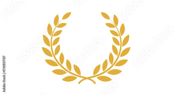 Fototapeta Golden Laurel Wreath Illustration with Detailed Leaves and Elegant Design.