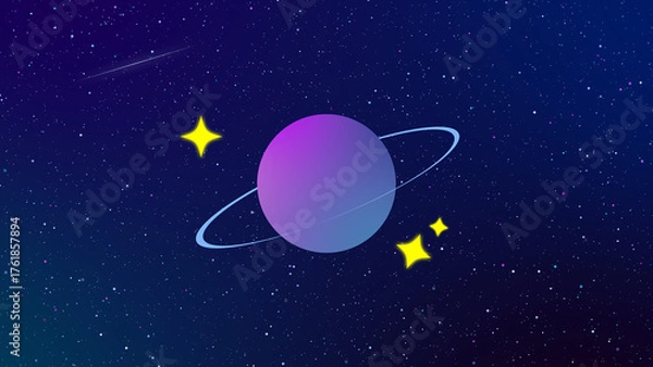 Obraz Minimalist Cartoon Style Outer Space Planet Background