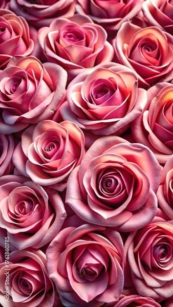 Fototapeta Close up of many pink roses filling the frame