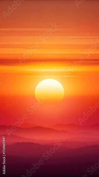 Obraz Vibrant sunset sky with fiery orange and red hues