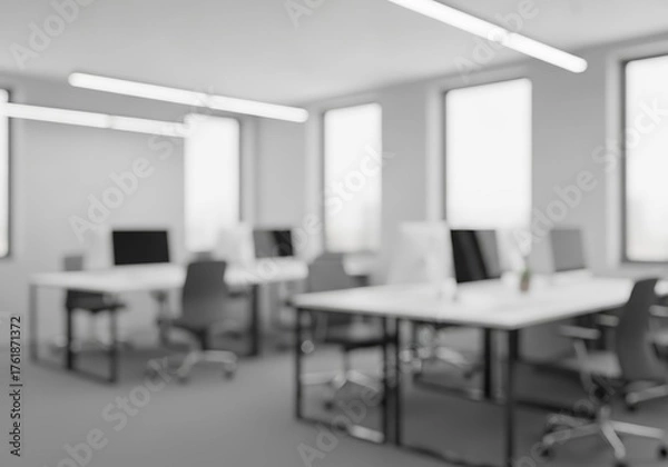 Fototapeta Defocused Modern Office Background, Professional Workspace Concept, Blurred Office Environment