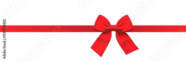 Fototapeta Realistic red bow and ribbon vector