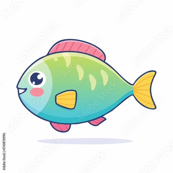 Obraz Whimsical Fish Illustration A Cute Aquatic Creature with Bright Colors
