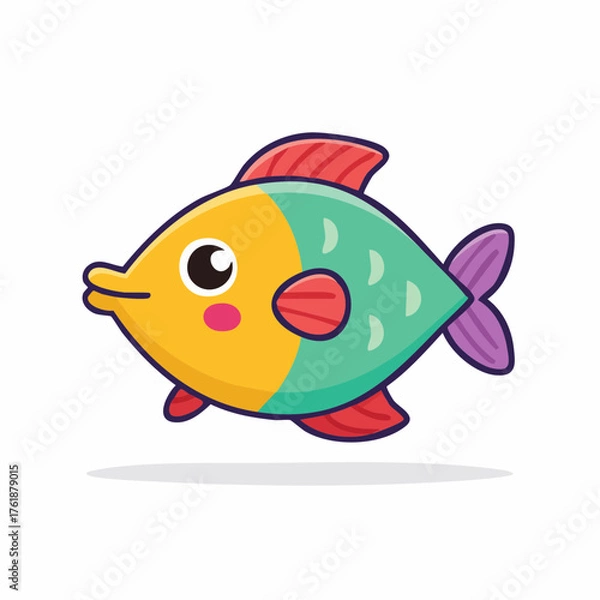 Obraz Cartoon Fish Illustration with Cute Design, Playful Colors and Friendly Expression for Children's Designs