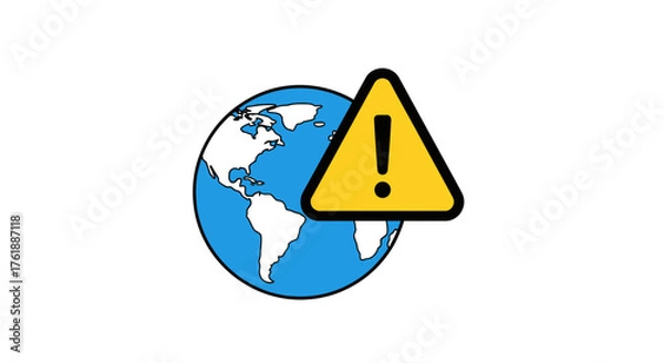 Fototapeta Global Warning Sign Icon Representing Internet or Earth Alert.