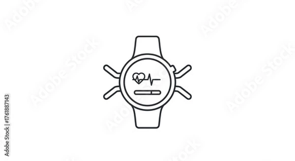 Fototapeta Outlined Smartwatch Displaying Heart Rate and Activity Tracking.