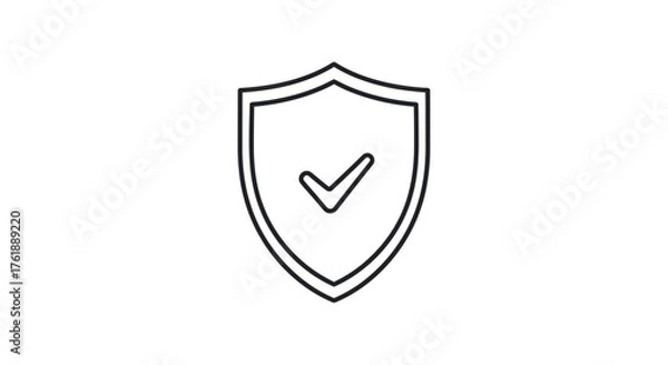 Fototapeta Simple Outline Shield Icon with Check Mark Symbol.