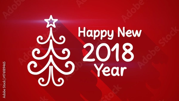 Fototapeta Happy new year 2018 greeting with long shadows