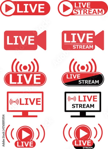 Obraz ライブ　ストリーム　配信　アイコン　セット