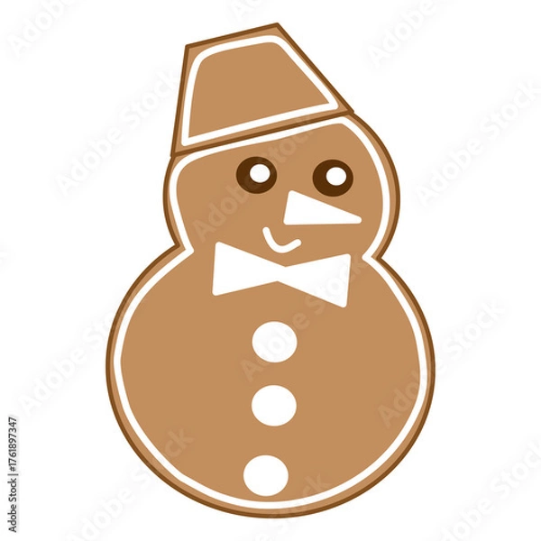 Fototapeta Gingerbread Snowman Cookie, Vector illustration