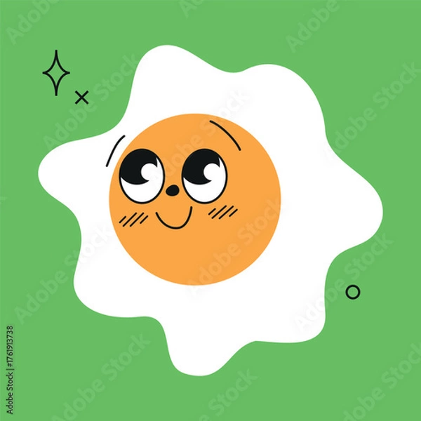 Obraz Daisy flower with cute face expression. Funny joyful emoji character, looking aside with big eyes