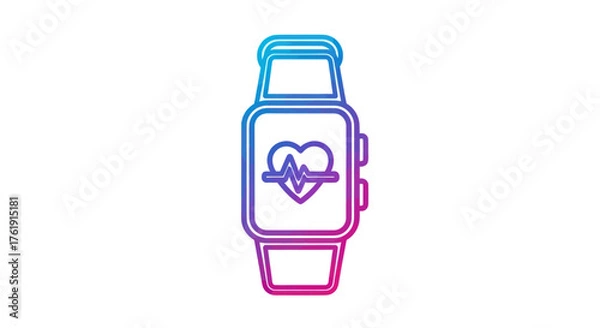 Obraz Gradient Smartwatch Icon with Heart Rate Monitor Display.