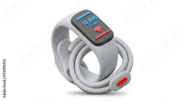 Fototapeta Modern White Smartwatch Displaying Health Data and Features.