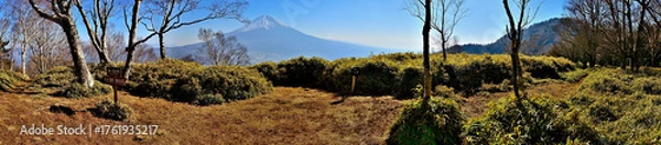 Obraz 天子山地の雨ヶ岳山頂より富士山を望むパノラマ
