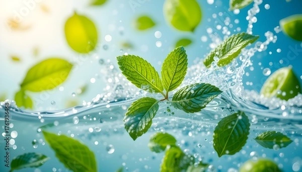 Fototapeta 신선한 민트잎