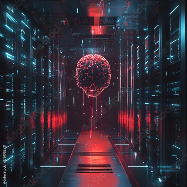 Fototapeta Digital Cybersecurity Integration, Futuristic Digital Cyber Protection, Tech Integration in Cybersecurity, Cybersecurity Through Digital Networks, Secure Data Connections in Digital Art, Digital Prote