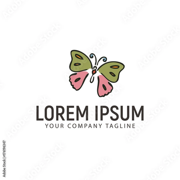 Fototapeta butterfly hand drawn logo design concept template